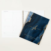 Gepersonaliseerde Monogram Navy Blue Gold Agate 20 Planner (Display)