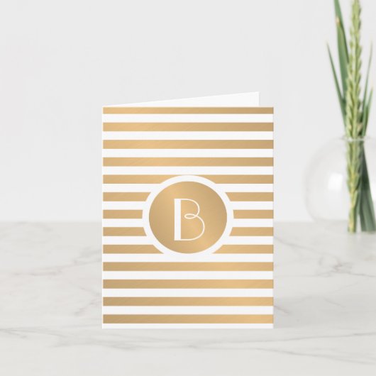 Gepersonaliseerde Monogram Note Kaarten met Gouden Notitiekaartje (Voorkant)