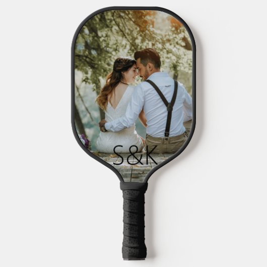 Gepersonaliseerde Monogram Paar Bruiloft Foto Pickleball Paddle (Voorkant)