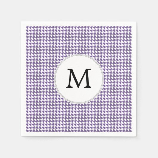 Gepersonaliseerde Monogram Paarse Houndstooth Patr Servetten (Voorkant)