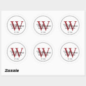 Gepersonaliseerde Monogram Pas getrouwd Rood Ronde Sticker (Vel)