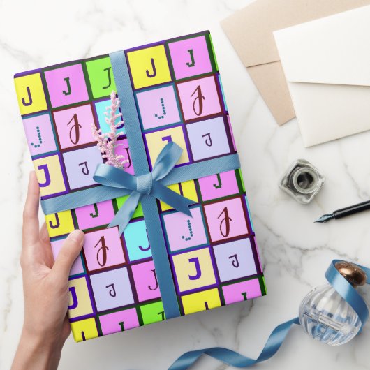 Gepersonaliseerde Monogram Pastel Kleuren voor Ver Cadeaupapier (Geschenken)