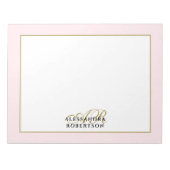 Gepersonaliseerde Monogram Pastel Roze Goud Kallig Notitieblok (Voorkant)