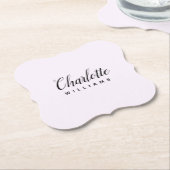 Gepersonaliseerde Monogram Pastel Roze Papier Onde Kartonnen Onderzetters (Gekanteld)