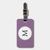 Gepersonaliseerde Monogram Polka-stippen paars en Bagagelabel (Voorkant verticaal)