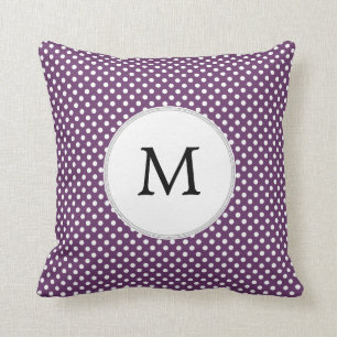 Gepersonaliseerde Monogram Polka-stippen paars en  Kussen