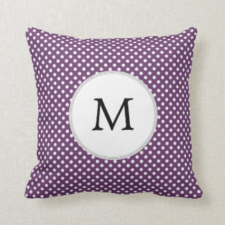 Gepersonaliseerde Monogram Polka-stippen paars en  Kussen