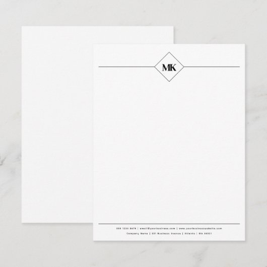 Gepersonaliseerde Monogram Professional Notitiekaartje (Voorkant / Achterkant)