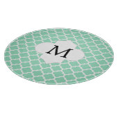 Gepersonaliseerde Monogram Quatrefoil Mint en Wit Snijplank (Hoek)