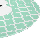 Gepersonaliseerde Monogram Quatrefoil Mint en Wit Snijplank (Hoek)