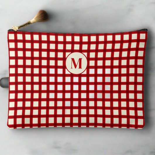 Gepersonaliseerde Monogram Red Gingham vrouwelijke Etui