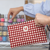 Gepersonaliseerde Monogram Red Gingham vrouwelijke Etui