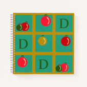 Gepersonaliseerde Monogram Rood Groen, Goud Orname Notitieboek (Voorkant)