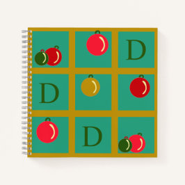 Gepersonaliseerde Monogram Rood Groen, Goud Orname Notitieboek