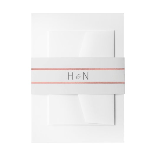 Gepersonaliseerde Monogram Roos Gouden Folie Grijs Uitnodigingen Wikkel (Voorkant Voorbeeld)