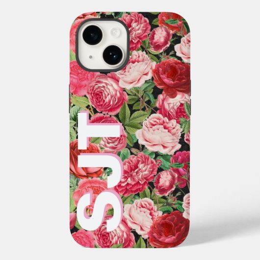 Gepersonaliseerde Monogram Roos Telefoonhoes Case-Mate iPhone Case (Achterkant)