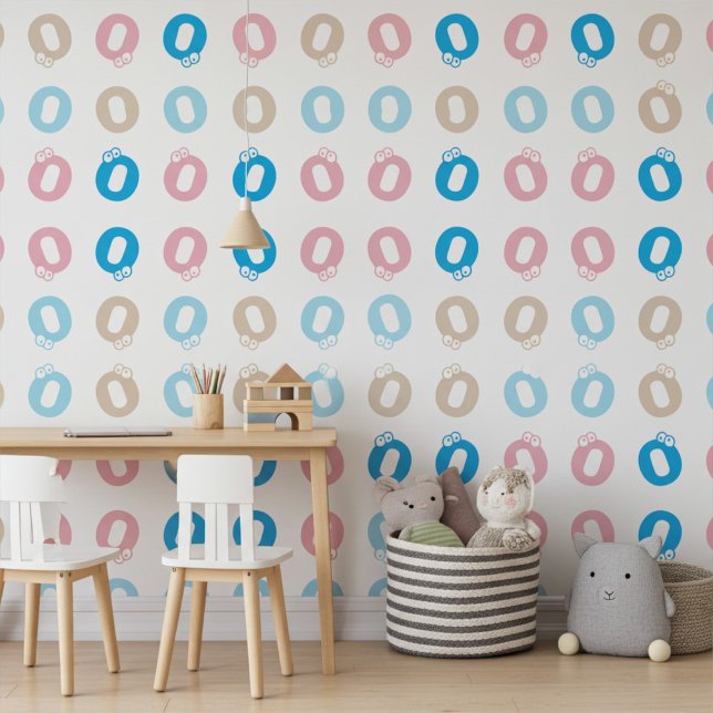 Gepersonaliseerde Monogram Roze Blauw Kinder Lette Behang (Creator heeft geüpload)