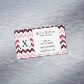 Gepersonaliseerde Monogram Roze Chevron ZigZag Pat Magnetisch Visitekaartje (Voorbeeld)