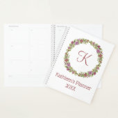 Gepersonaliseerde monogram roze en groene flora Wr Planner (Display)