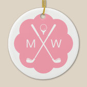 Gepersonaliseerde Monogram Roze Golf Keramisch Ornament