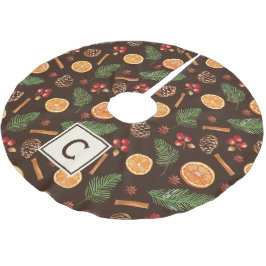 Gepersonaliseerde Monogram Rustieke Botanische Ker Kerstboom Rok