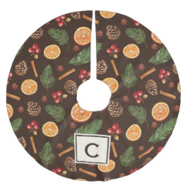Gepersonaliseerde Monogram Rustieke Botanische Ker Kerstboom Rok