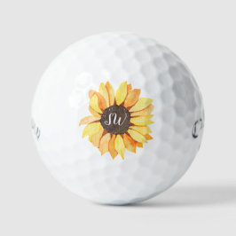 Gepersonaliseerde Monogram Rustige Zonnebloem Golfballen