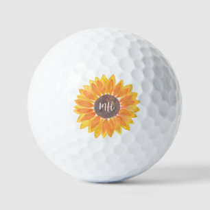 Gepersonaliseerde Monogram Rustige Zonnebloem Golfballen