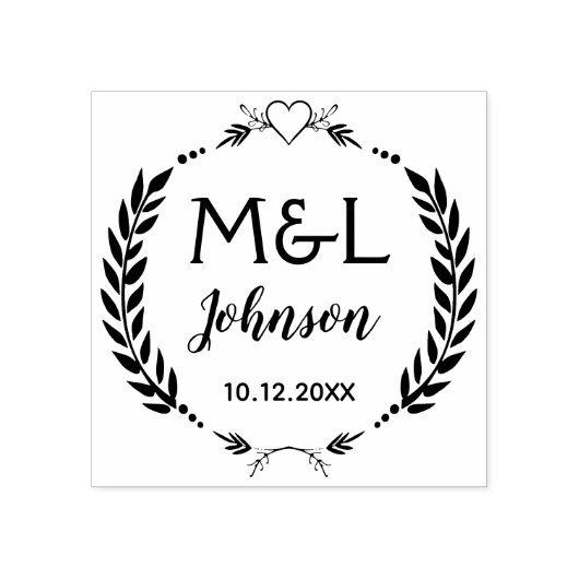 Gepersonaliseerde monogram Ruwbruiloft Rubberstemp Rubberstempel (Afrduk)