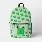 Gepersonaliseerde Monogram Schattigee kikker Bedrukte Rugzak (Voorkant)