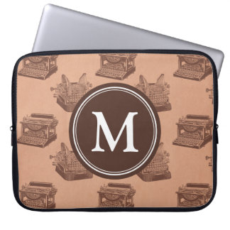 Gepersonaliseerde Monogram schrijfmachine met bru Laptop Sleeve