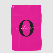 Gepersonaliseerde Monogram Script Naam Roze Zwart 