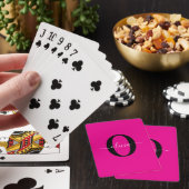 Gepersonaliseerde Monogram Script Naam Roze Zwart  Pokerkaarten (Insitu)