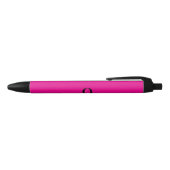 Gepersonaliseerde Monogram Script Naam Roze Zwart  Zwarte Inkt Pen (Bovenkant)