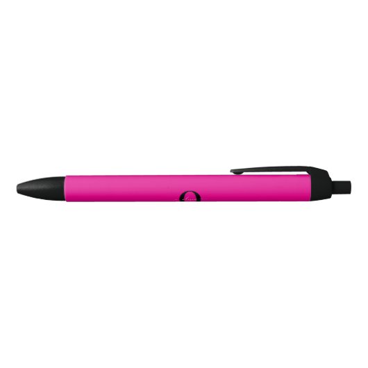 Gepersonaliseerde Monogram Script Naam Roze Zwart Zwarte Inkt Pen (Bovenkant)