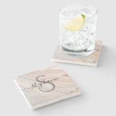 Gepersonaliseerde Monogram Script Name Initiaal Stenen Onderzetter (Zijkant)