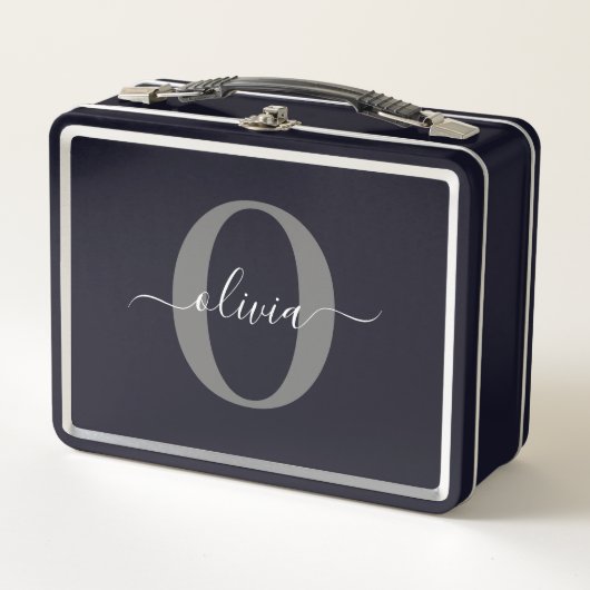 Gepersonaliseerde monogram scriptnaam zwart wit gr (Voorkant)