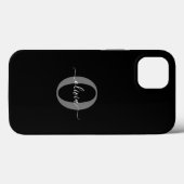 Gepersonaliseerde monogram scriptnaam zwart wit gr Case-Mate iPhone case (Achterkant (horizontaal))