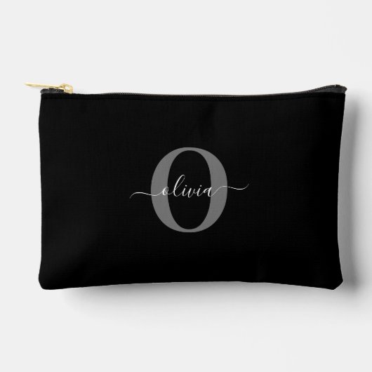 Gepersonaliseerde monogram scriptnaam zwart wit gr etui (Voorkant)