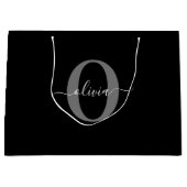 Gepersonaliseerde monogram scriptnaam zwart wit gr groot cadeauzakje (Voorkant)