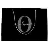Gepersonaliseerde monogram scriptnaam zwart wit gr groot cadeauzakje (Achterkant)