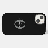 Gepersonaliseerde monogram scriptnaam zwart wit gr iPhone hoesje (Achterkant horizontaal)