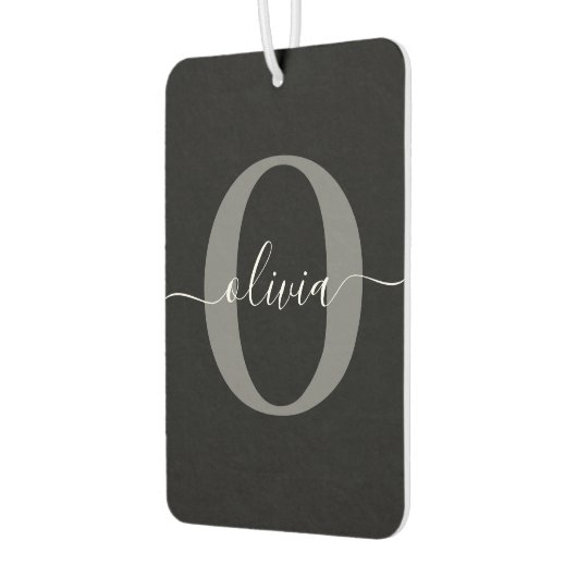 Gepersonaliseerde monogram scriptnaam zwart wit gr luchtverfrisser (Links)