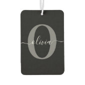 Gepersonaliseerde monogram scriptnaam zwart wit gr luchtverfrisser (Achterkant)