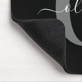 Gepersonaliseerde monogram scriptnaam zwart wit gr muismat (Hoek)