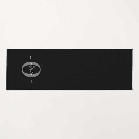 Gepersonaliseerde monogram scriptnaam zwart wit gr yogamat (Voorkant (horizontaal))