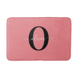 Gepersonaliseerde monogram scriptnaam zwart wit ro badmat