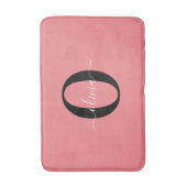 Gepersonaliseerde monogram scriptnaam zwart wit ro badmat (Voorkant Verticaal)