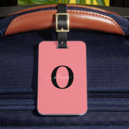 Gepersonaliseerde monogram scriptnaam zwart wit ro bagagelabel