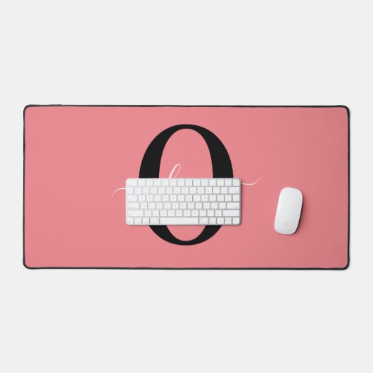 Gepersonaliseerde monogram scriptnaam zwart wit ro bureaumat (Keyboard & Muis)